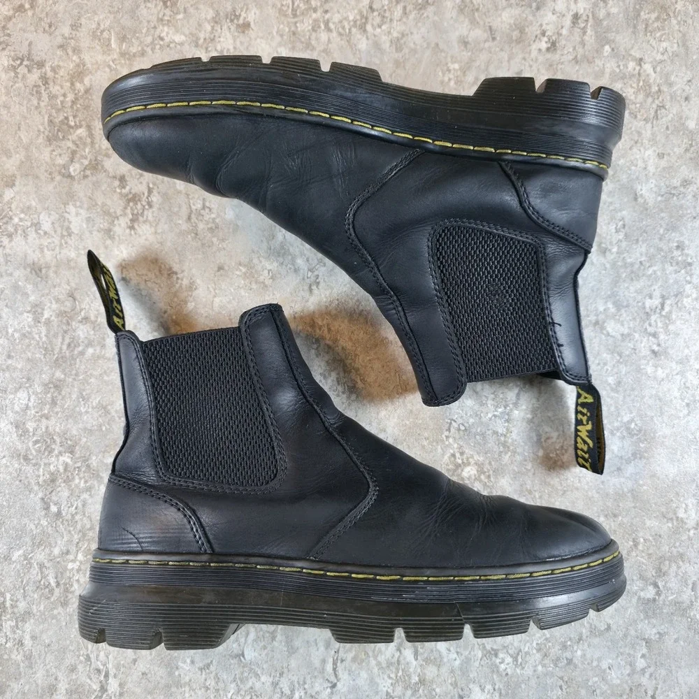 Doc Dr. Martens‎ Boots Mens 7 / Womens 8 Black Leather Embury Chelsea Pull On